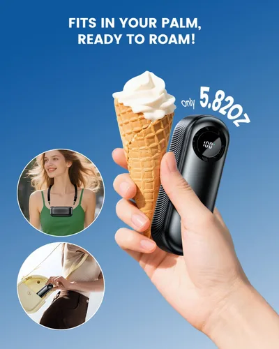 Miniatura 3 de coldSky Ventilador turbo portátil de mano, mini ventilador personal recargable de 4000 mAh, 1-100 velocidades ajustables, ventilador de bolsillo