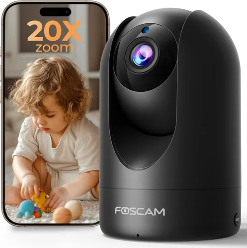 FOSCAM Cámara de seguridad para el hogar R4S Cámara IP WiFi de 4 MP, monitor inalámbrico para bebé con detección humana AI, detección de sonido,