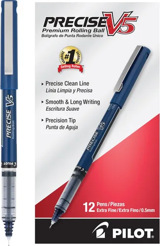 Miniatura 7 de PILOT, Precise V5, Bolígrafos de tinta líquida con tapa, punta extrafina 0.5 mm, rojo, paquete de 12