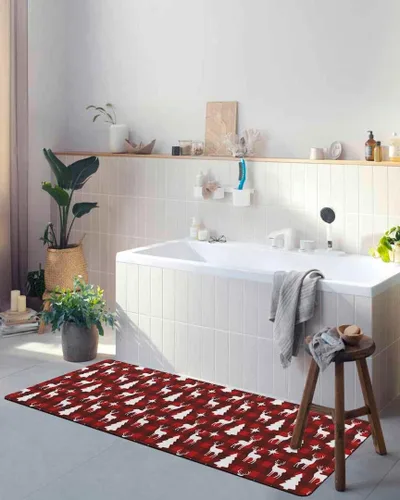 Miniatura 5 de Tapete de baño de Navidad para bañera, antideslizante, de secado rápido y absorbente, de tierra de diatomeas, fregadero, dormitorio, cocina