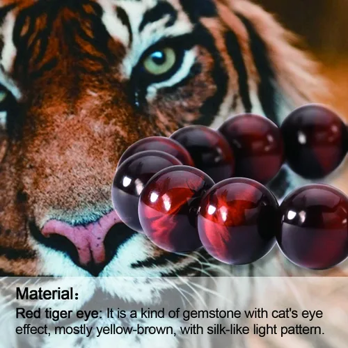Miniatura 2 de Jewever Pulsera de ojo de tigre natural para hombres y mujeres, piedras preciosas elásticas, cuentas de piedra natural, 0.472in, elástica, unisex