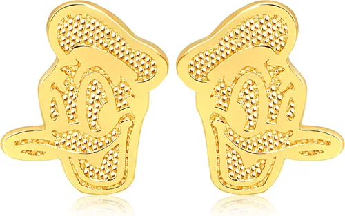 Disney Pendientes clásicos, aretes de oro de 14 quilates - Bambi, pato Donald, pato margarita, Winnie the Pooh, rosa de Belle, 101 dálmatas,