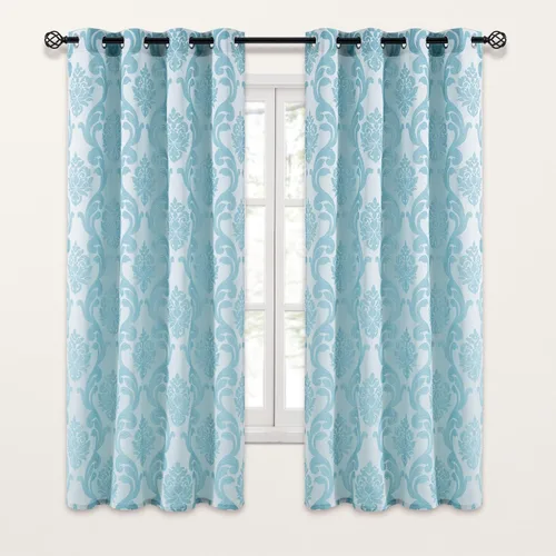 Miniatura 16 de NAPEARL - Cortinas de damasco marrón: cortinas de lujo para sala de estar, cortinas de jacquard para decoración del hogar, cortina marrón victoriana