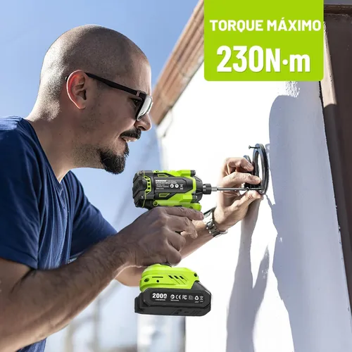 Miniatura 4 de Robustrue Destornillador de impacto: Destornillador de impacto inalámbrico hexagonal de 21 V 1/4", 230 N.m (2,035 pulgadas-libras) Juego de taladro
