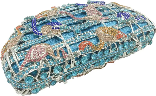 Miniatura 6 de Elegante flamenco embrague mujeres cristal noche monederos y bolsos lujo boda fiesta nupcial rhinestone bolsa