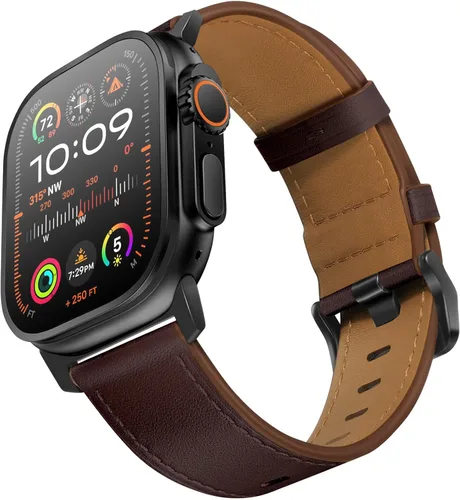 Miniatura 25 de UUPWPOKT - Correa de cuero compatible con Apple Watch Ultra 3/2/1 de 49/46/45/44/42 mm, correa de cuero genuino para iWatch Ultra Series 11 10 9 8 7