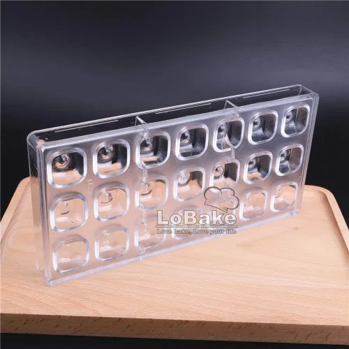 Miniatura 5 de 21 cavidades cóncavas forma de cubo cuadrado policarbonato PC molde de chocolate molde de cubitos de hielo chocolate dulces hacer moldes