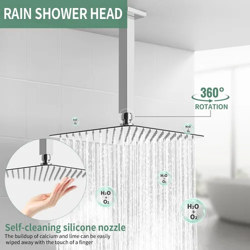 Miniatura 3 de SunCleanse Juego de Grifería de Ducha de Lluvia Cromado Pulido Juego Combinado de Ducha para Baño con Cabezal de Ducha de Alta Presión de 10 Cromo