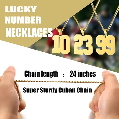 Miniatura 5 de SKQIR Number Necklace for Men Black Baseball Jersey Number Pendant for Boys Athletes Number Chain Pandent for Boys Sport Stainless Steel necklace