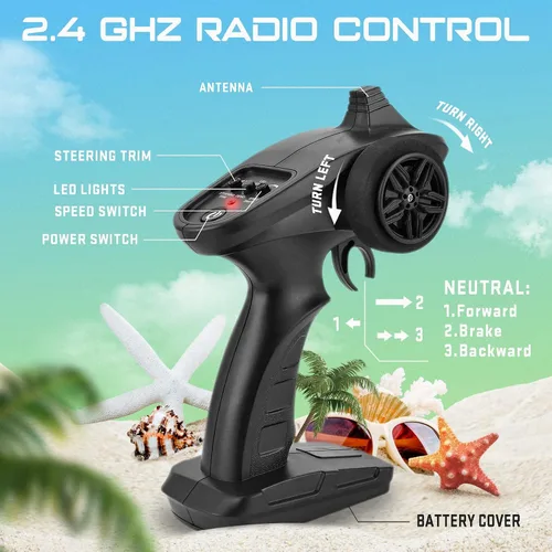 Miniatura 5 de ALPHAREV Barco RC - R308 32+ KPH - Barco de control remoto rápido para piscina y lago con maleta portátil, barcos RC de carreras de 2.4 GHz