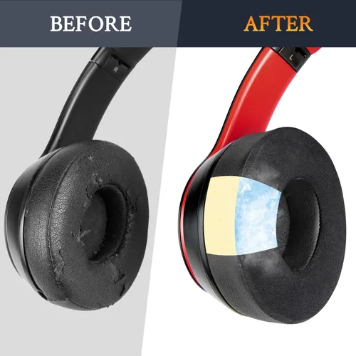 Miniatura 5 de SoloWIT Almohadillas refrescantes para auriculares inalámbricos Beats Solo 2 y Solo 3, almohadillas con espuma de aislamiento de ruido de alta Negro