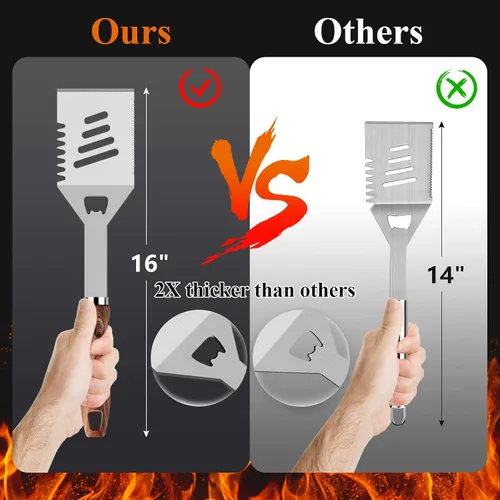 Miniatura 4 de ROMANTICIST Juego de 27 piezas de utensilios de parrilla resistentes para hombres, papá, Navidad, accesorios de barbacoa extragruesos, kit