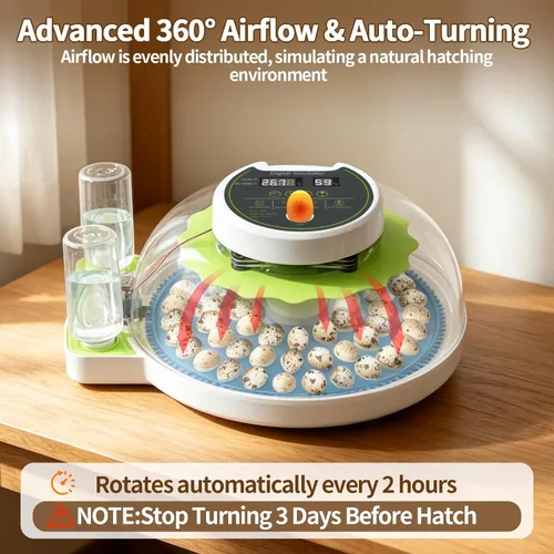 Miniatura 6 de Incubadora de huevos de codorniz para incubar 60 huevos de codorniz con giro automático de huevos y control de humedad, codornices pequeñas