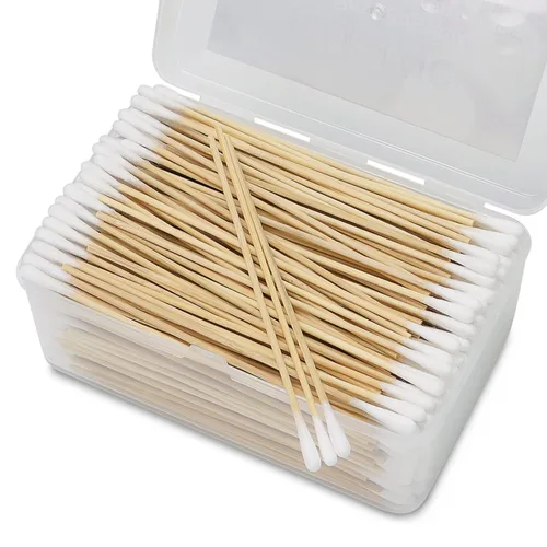 Miniatura 12 de 200 hisopos de algodón de 6 pulgadas de largo con palitos de bambú, sin pelusa, altamente absorbentes, aplicadores de punta de algodón de limpieza