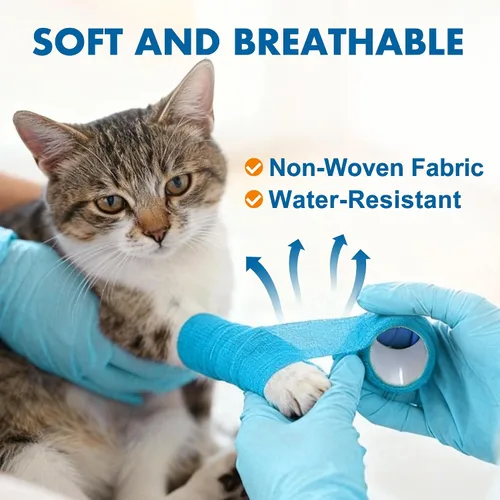 Miniatura 5 de Lotfancy 10 rollos de envoltura veterinaria autoadhesiva, vendaje cohesivo de 2 pulgadas para el cuidado de heridas, cinta elástica para mascotas