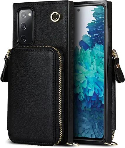 Miniatura 9 de Asuwish Funda de teléfono para Samsung Galaxy S20 FE 5G de 6.5 pulgadas con protector de pantalla y soporte para tarjetas con cremallera, soporte