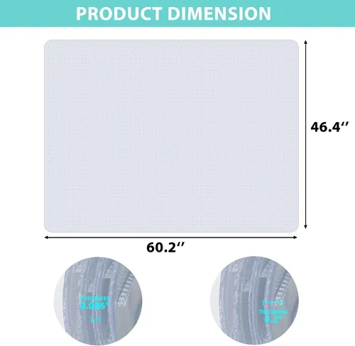 Miniatura 7 de Super Deal Tapete mejorado para silla de oficina de 46 x 60 pulgadas para suelo de alfombra, protector de suelo alfombrado antideslizante debajo
