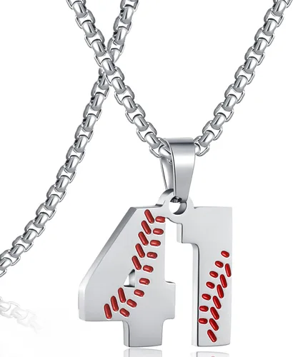 Miniatura 83 de SKQIR Colgante de número de jersey de béisbol para hombres y niños - Cadena de acero inoxidable para atletas - Negro