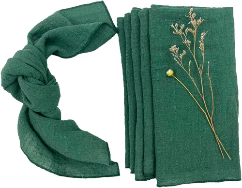 Miniatura 12 de Servilletas de tela de gasa de estopilla, paquete de 6 servilletas de 16 x 16 pulgadas, 100% algodón suave natural, para bodas, fiestas, familia