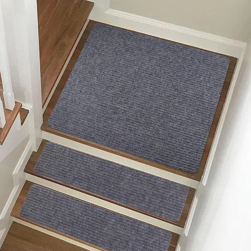 Miniatura 10 de Alfombra antideslizante para peldaños de 31 x 31 pulgadas, alfombra de aterrizaje a juego, antideslizante, resistente al deslizamiento, color negro