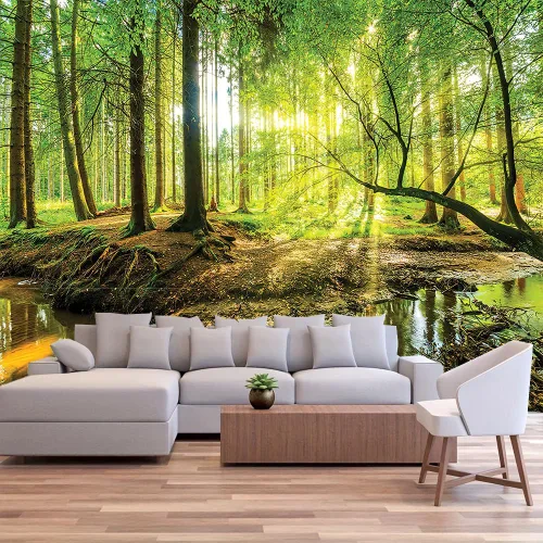 Miniatura 17 de FENDROM Tapiz de hojas de loto de naturaleza, tapiz de plantas, paisaje natural verde, para colgar en la pared, arte de pared 3D para dormitorio