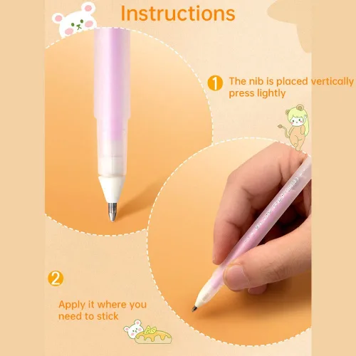 Miniatura 2 de Juego de bolígrafos de pegamento de secado rápido, adhesivo de gel de resina, 6 colores, papelería hecha a mano, manualidades, estampado de papel