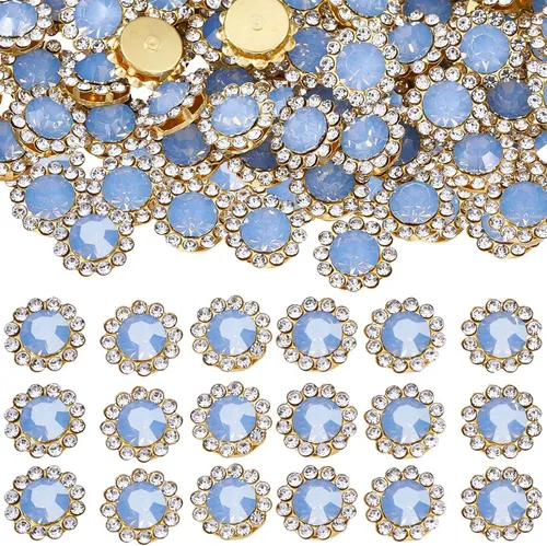 Miniatura 13 de 160 diamantes de imitación para coser de 0.472 pulgadas, base de metal, diamantes de imitación para coser en ropa, zapatos, aretes, cinturón