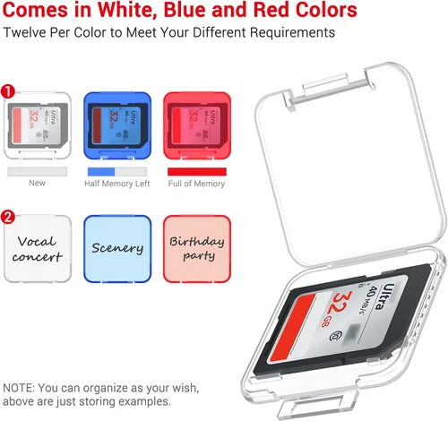 Miniatura 7 de Funda para tarjetas SD de 36 ranuras con 36 fundas individuales de plástico transparente para 36 tarjetas SD SDXC SDHC, resistente al agua