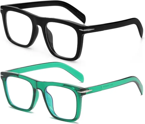 Miniatura 12 de Gafas de bloqueo de luz azul de moda con marco cuadrado para hombres y mujeres, gafas de computadora sin receta, 01 Negro
