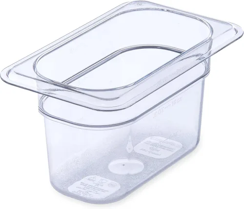 Carlisle FoodService Products Pan plástico para alimentos 1/9 tamaño 4 pulgadas profundo claro Transparente