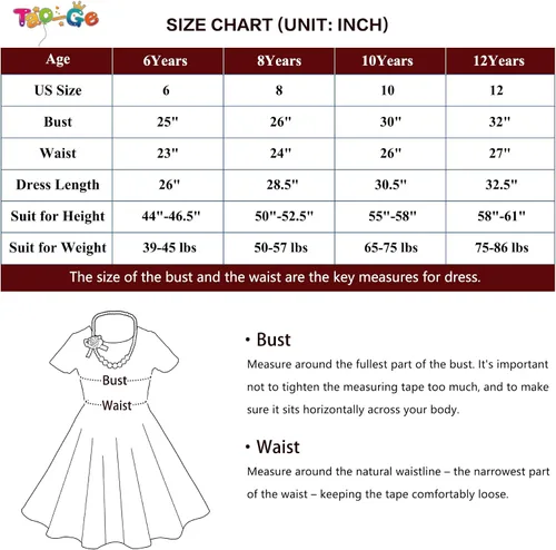 Miniatura 4 de Tao-Ge Vestido vintage de lunares para niñas, vestidos de fiesta retro de los años 50, vestido de fiesta con vuelo, talla 6-12 con collar