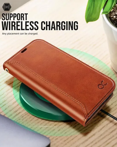 Miniatura 5 de OCASE Funda Cartera Compatible con iPhone 15, Funda Tipo Folio de Cuero PU con Tapa, con Portarjetas y Bloqueo RFID, Función Atril