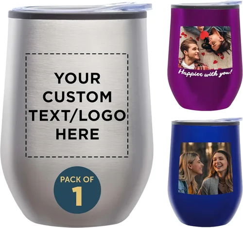 Miniatura 14 de DISCOUNT PROMOS Vasos de vino personalizados sin tallo de 12 onzas, juego de 6/12/24, paquete a granel personalizado, aislados, perfectos para vino