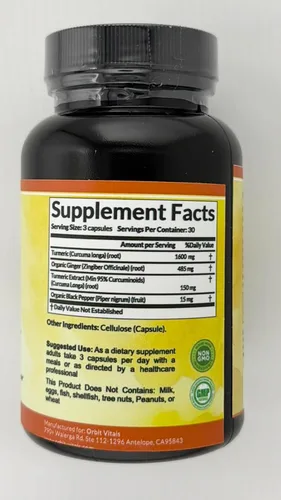 Miniatura 3 de Curcumina de cúrcuma con pimienta negra y jengibre 2250 mg – Suplemento de cúrcuma ultra potente con 95% de curcuminoides y bioperina para apoyo