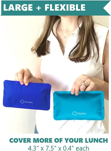 Miniatura 3 de kinsho Bolsa de hielo para niños, bolsa y cajas Bento, bolsas delgadas suaves reutilizables y congelables para viajes, escuela, trabajo