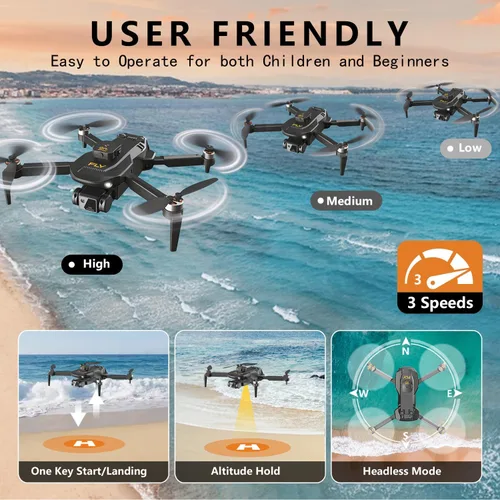 Miniatura 3 de Dron con cámara HD 1080P, cuadricóptero RC plegable con una tecla de despegue/tierra, control de gestos, evitación inteligente de obstáculos, 2