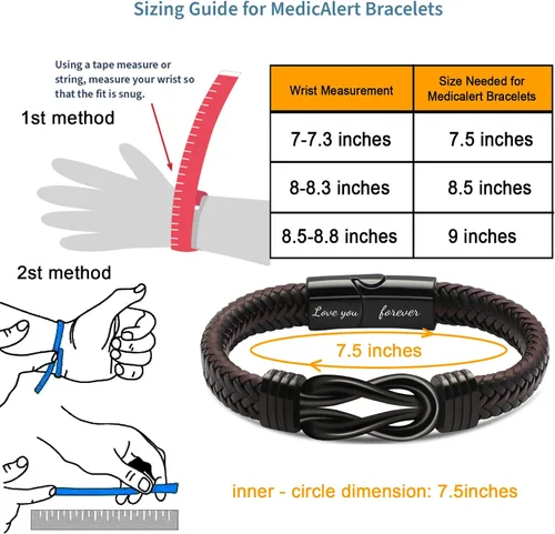 Miniatura 3 de Pulseras de nudo JoycuFF Regalos para hombres Marrón cuero trenzado acero inoxidable pulseras de infinito con inscripción Amor eterno Regalos