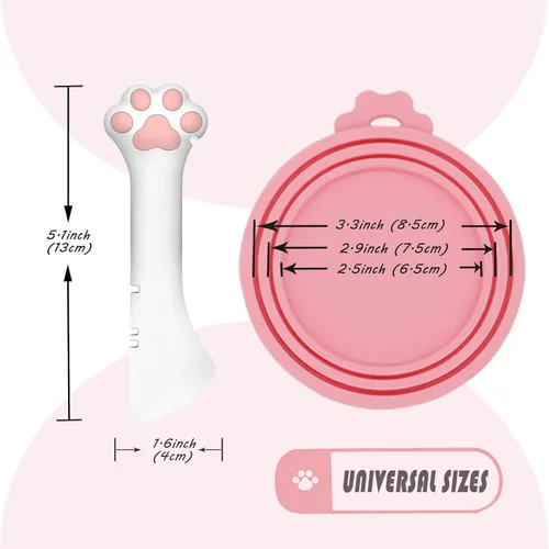 Miniatura 6 de 3 piezas de tapas para latas de comida para mascotas y una cuchara para lata Linda cuchara abridora con forma de pata para comida húmeda de gato