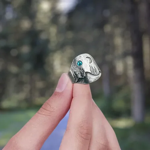 Miniatura 5 de Anillos de acero inoxidable, anillo de inspiración de aleación vintage de sol y luna (plata, 6)