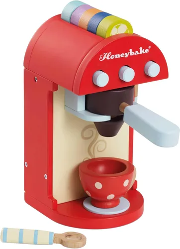 Le Toy Van - Honeybake - Juego de máquina de café de madera prémium - Juego de juguetes de cocina y café | Accesorios de cocina de juguete para