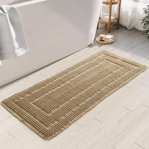 Miniatura 27 de BULULOM Alfombras de Baño Boho, Alfombra de Baño Waffle Mejorada, Alfombras de Baño Súper Absorbentes Antideslizantes, Alfombras Lavables a Máquina