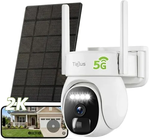 Cámaras de seguridad inalámbricas 2.4G/5G para exteriores, cámara solar 2K para seguridad del hogar, alimentada por batería, PTZ de 360°/visión