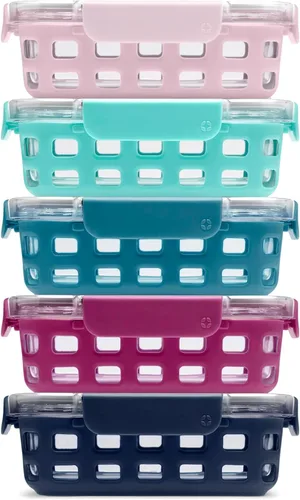 Ello Duraglass - Juego de preparación de comidas de 3.4 tazas, 10 piezas, 5 paquetes - Juego de recipientes de vidrio para almacenamiento de Huerto