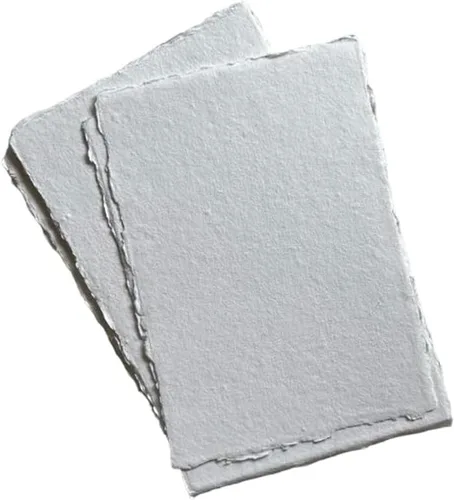 Deckle Paper - Cartulina de 8 x 10 pulgadas, papel Khadi/Lokta de algodón hecho a mano de 400 GSM, ideal para dibujar, caligrafía, boceto, tarjetas