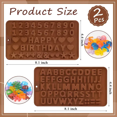 Miniatura 2 de 2 moldes de silicona con letras y números, moldes de chocolate con alfabetos y números, moldes para hornear de feliz cumpleaños para chocolates