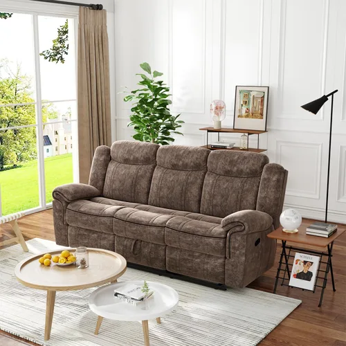 Miniatura 2 de Acme Zubaida - Sofá reclinable de terciopelo con base USB en 2 tonos chocolate