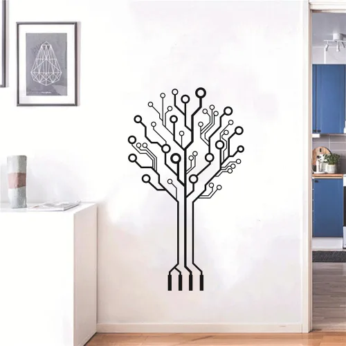 Miniatura 5 de Pegatinas de pared para placa de circuito de tecnología de oficina, software de computadora, árbol de ciencia, decoración de pared, arte extraíble