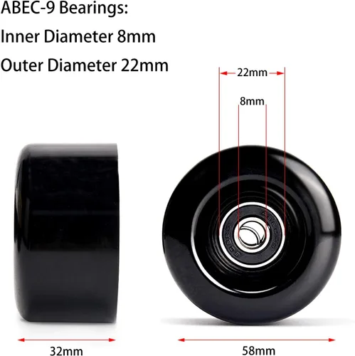 Miniatura 3 de TOBWOLF Paquete de 8 ruedas de patinaje cuádruple 82A de 2.283 in x 1.260 in, ruedas de poliuretano resistentes al desgaste, accesorios de patines