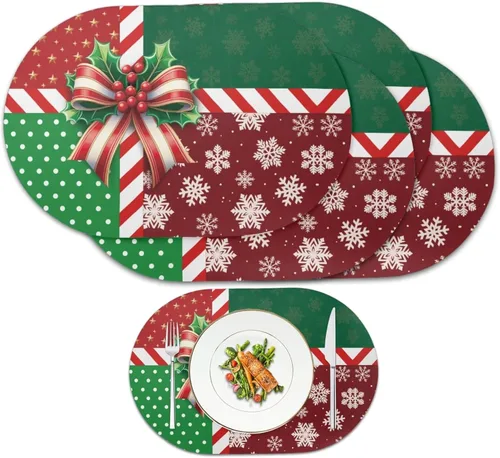Miniatura 55 de Pumpkin Placemats Oval Placemats Set of 2 Black Cat Table Mats for Dining Tables Washable Heat Resistant Place Mats for Holiday Party Use 12X18 Inch