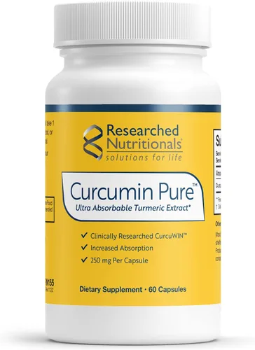 Researched Nutritionals Curcumin Pure - Extracto de curcumina clínicamente investigado, 46 veces más absorbible que el extracto de cúrcuma
